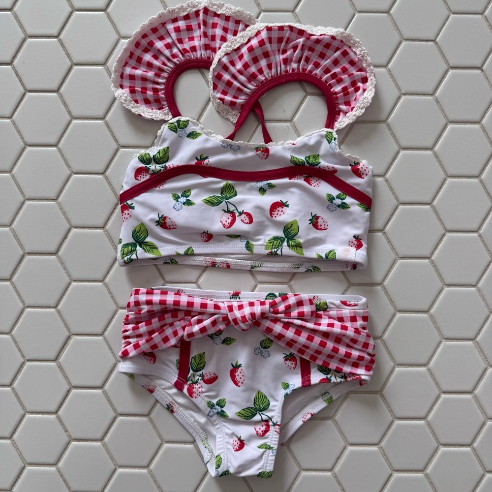 SweetHoney Strawberry and Red Trim Bikini Set